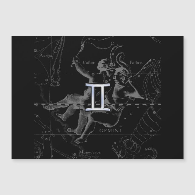 Cromo como el Rótulo Gemini Zodiac en Hevelius (Anverso)