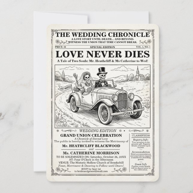 Crónica de Esqueletos Invitación de Boda (Anverso)