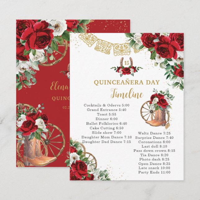 Cronología de Botas Charro Florales Rojo y Blanco  (Anverso / Reverso)