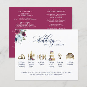 Cronología y programa del Boda Berry Blue Burgundy