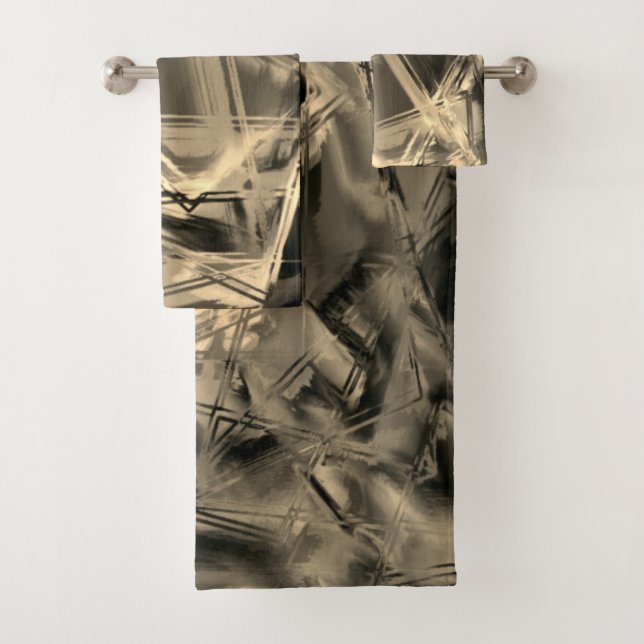 Crooked beige squares stained with 'brushstrokes' (In situ)