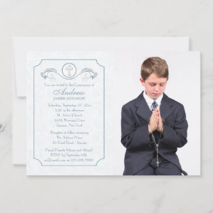 Cross Focus Blue Photo Invitación religiosa