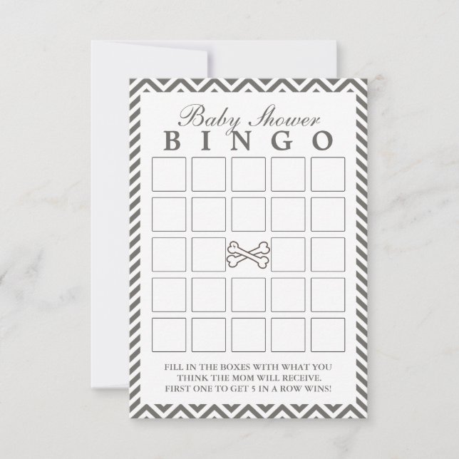 Crossbone Chevron Strips Baby Shower Bingo Cards (Anverso)