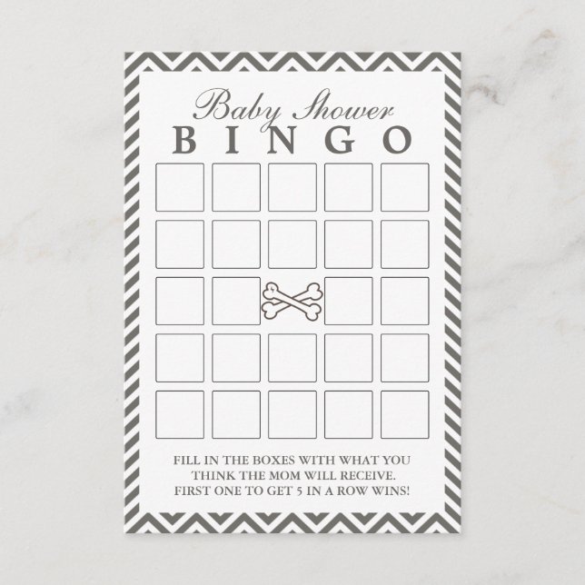 Crossbone Chevron Strips Baby Shower Bingo Cards (Anverso)