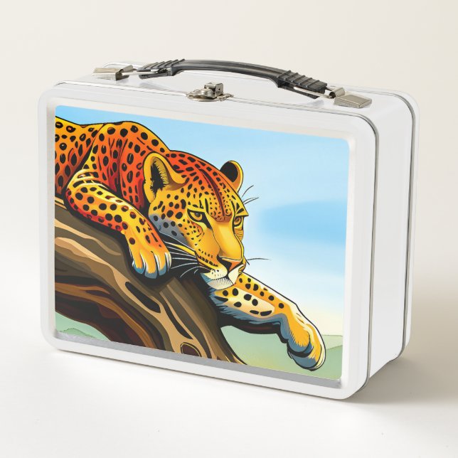 Crouching Leopard Metalizado Lunchbox (Anverso)