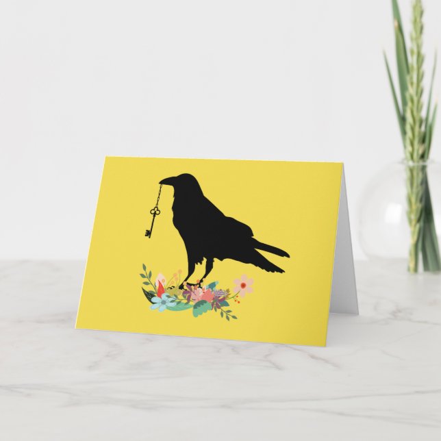 Crow con tarjeta de saludo de clave (Anverso)