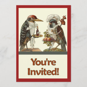 Crow Cook y Woodpecker Bartender Invitación