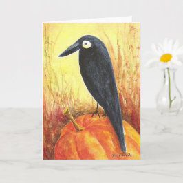 Crow en la tarjeta de calabaza