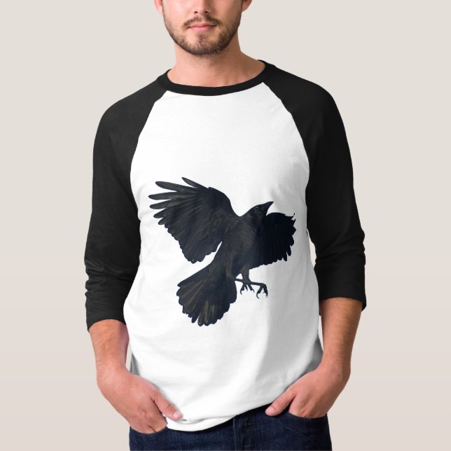 CROW NEGRO Ascendiendo Camisa De 3/4 Mangas (Anverso)