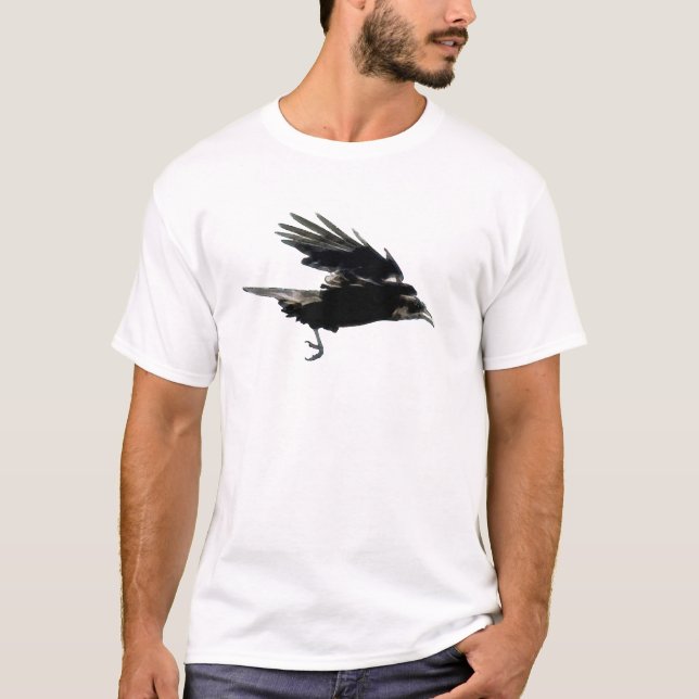 CROW NEGRO VOLANDO Camiseta de Arte de Vida Silves (Anverso)