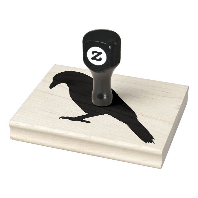 Crow, silueta de pájaro negro, sello de goma de 4" (Sello)