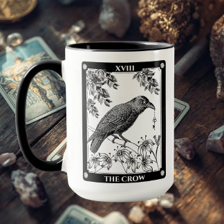 Crow Tarot Card Mug - Copa de café místico y de pi