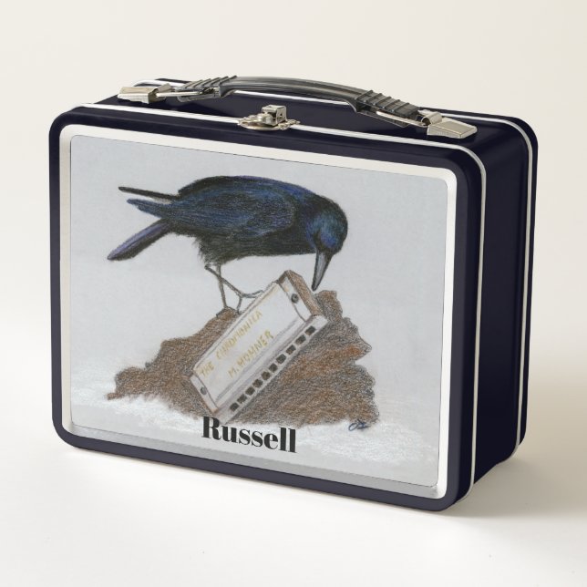 Crow y Harmonica Metalizado Lunch Box (Anverso)