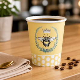 Crown Bee | Vasos de Papel de Lunares de Miel