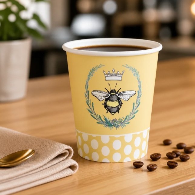 Crown Bee | Vasos de Papel de Lunares de Miel (Subido por el creador)