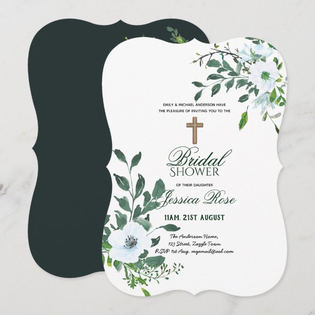 Cruce de flores de las invitaciones a la ducha nup (Anverso / Reverso)