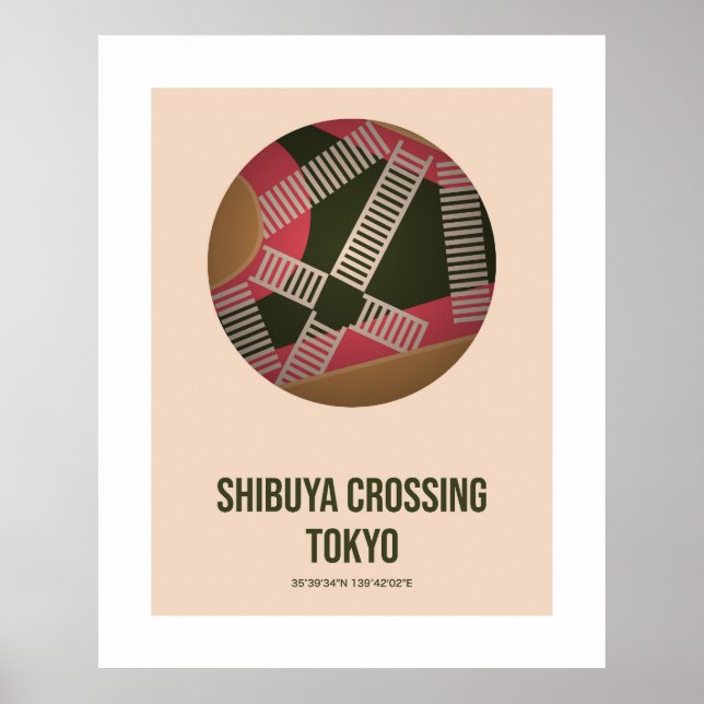 Cruce de Shibuya en Tokio, arte de la pared de via (Frente)