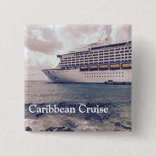 Cruceros caribeños - Botón cuadrado de 2 pulgada