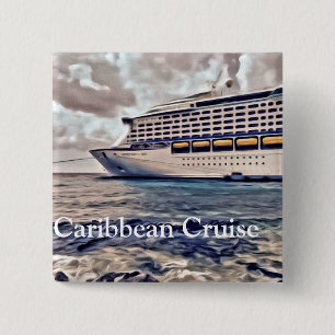 Cruceros caribeños - botón cuadrado de 2 pulgadas