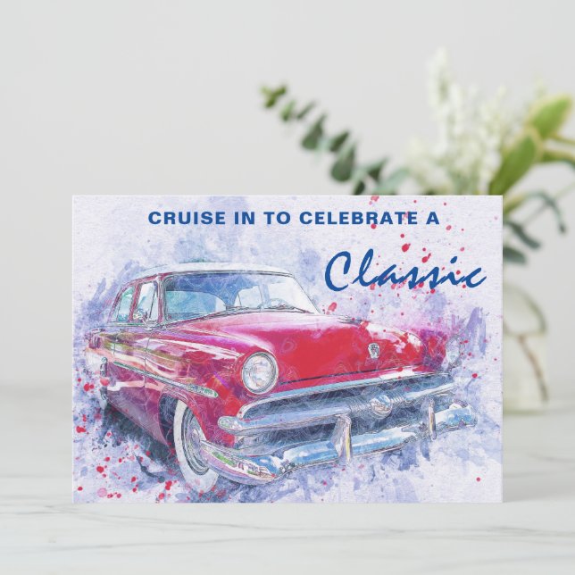 Cruceros en la invitación clásica de cumpleaños (Anverso de pie)