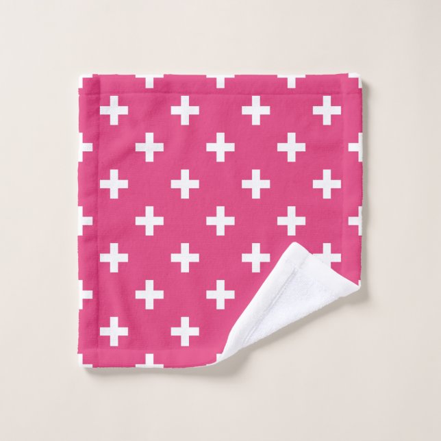 Cruces de polka blanca en fucsia (Toallita)