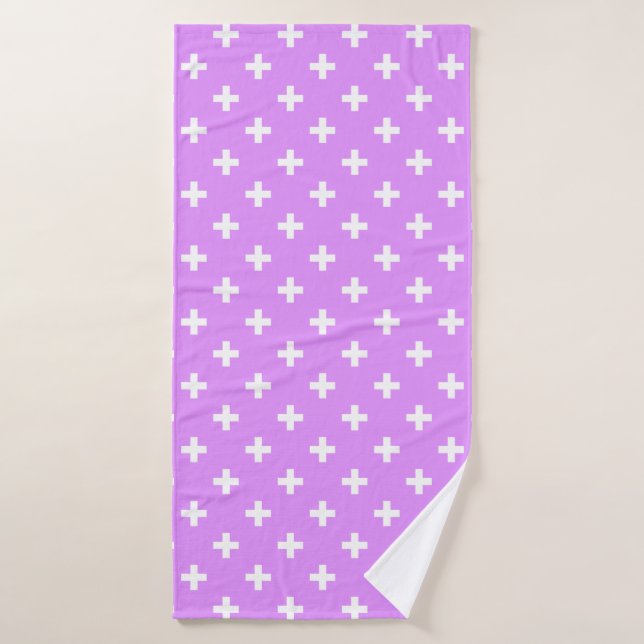Cruces de polka blanca sobre lila (Toalla de baño)