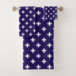 Cruces de polka blanco sobre azul marino