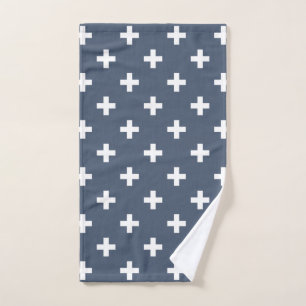 Cruces de polka blanco sobre gris azul
