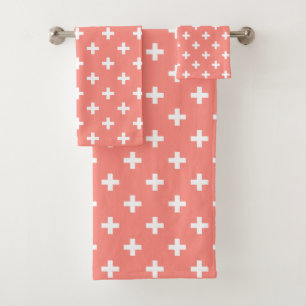 Cruces de polka blanco sobre melocotón
