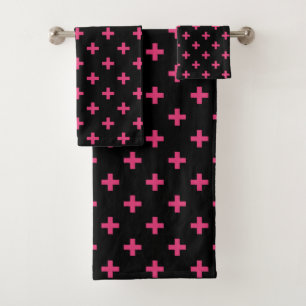 Cruces de polka de Fuchsia sobre negro