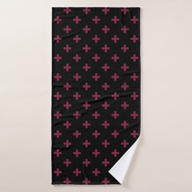 Cruces de polka de moras sobre negro (Toalla de baño)