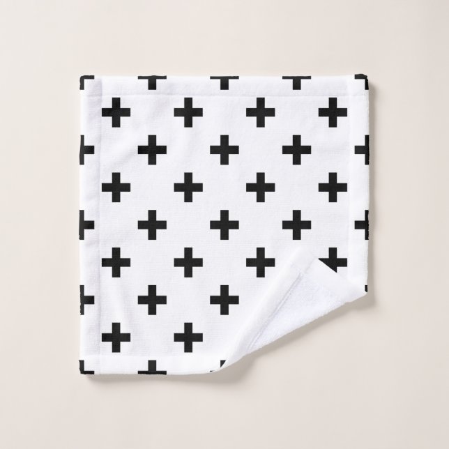 Cruces de polka negra sobre blanco (Toallita)
