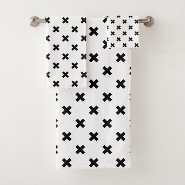 Cruces de polka negra sobre blanco (In situ)