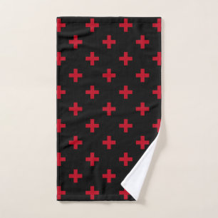 Cruces de polka roja sobre negro