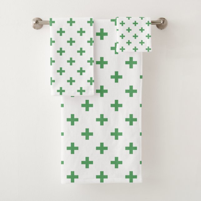 Cruces de polka verde sobre blanco (In situ)