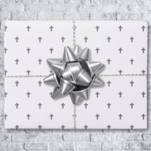 Cruces - Hojas de Papel de Regalo Gris sobre Blanc