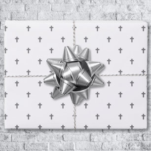 Cruces - Hojas de Papel de Regalo Gris sobre Blanc