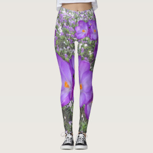 Cruces morados Flores de primavera leggings