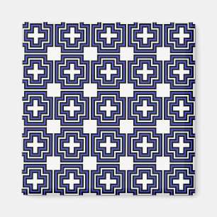 Cruces y cuadrados azules - imán