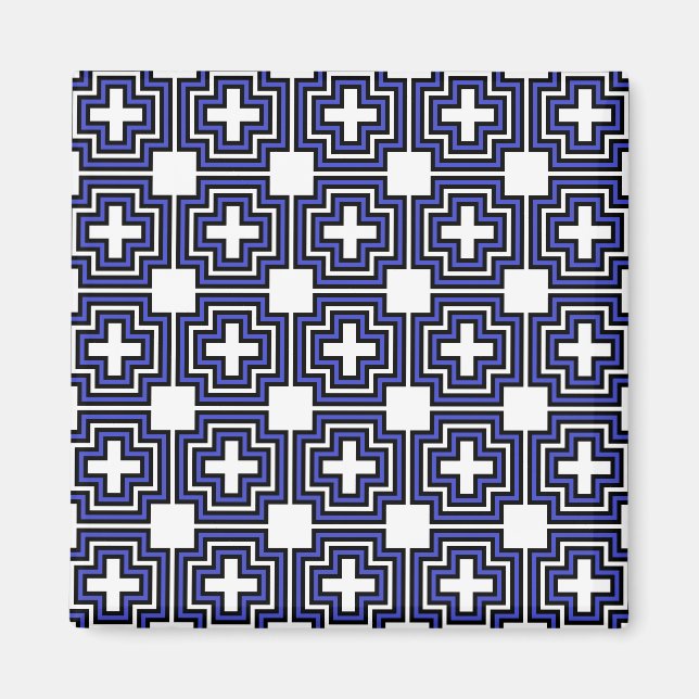 Cruces y cuadrados azules - imán (Frente)