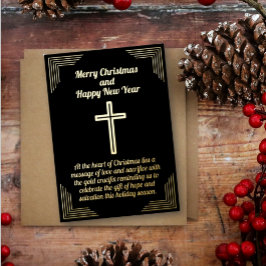 Crucifijo dorado en tarjeta de Relieve metalizado 