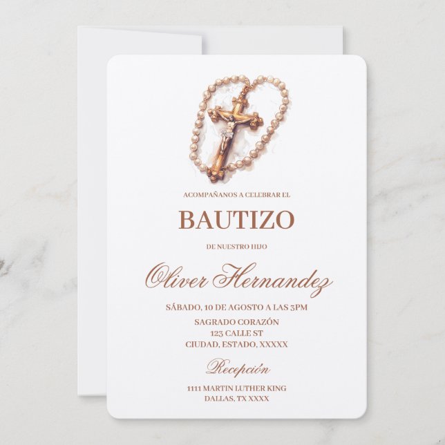 Crucifix Baptism Invitación española (Anverso)