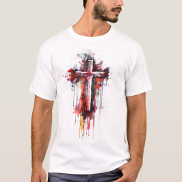 Cruz abstracta con verso biblial camiseta