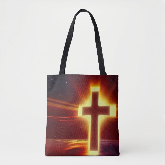 Cruz brillante en el fondo rojo para la bolsa (Anverso)