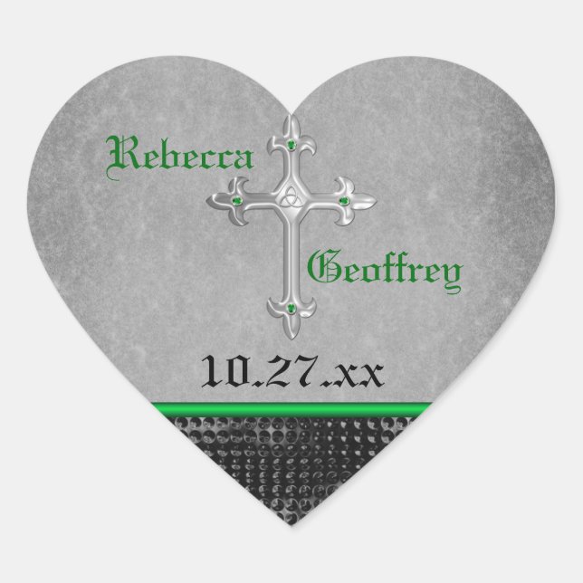 Cruz celta Verde, negro, Boda gris Pegatina (Anverso)