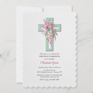 Cruz con la Cascada Floral Invitación religiosa