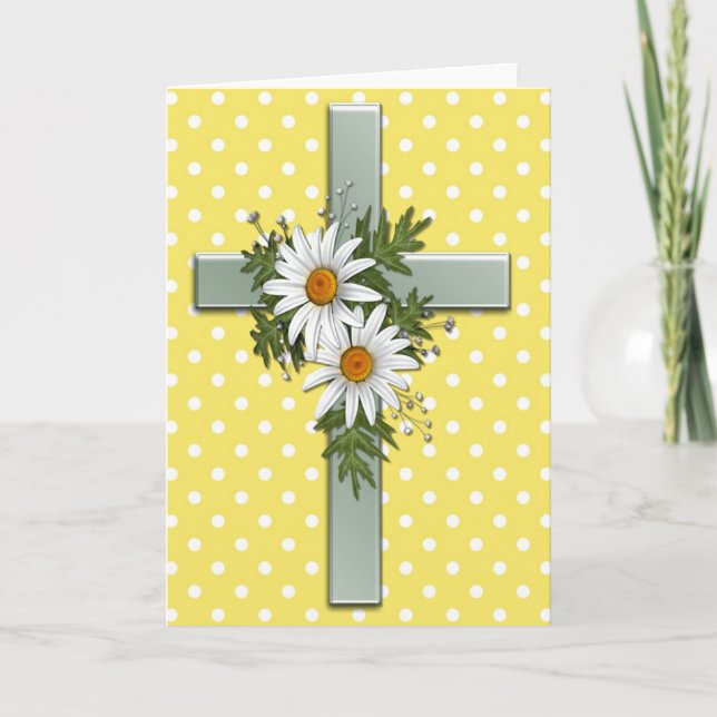 Cruz con la tarjeta de felicitación cristiana (Anverso)