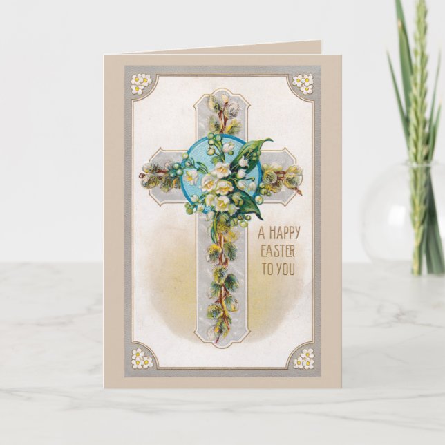 Cruz con la tarjeta de felicitación de Pascua de (Anverso)