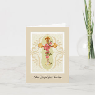 Cruz con Rosas Tarjeta Cristiana de Agradecimiento