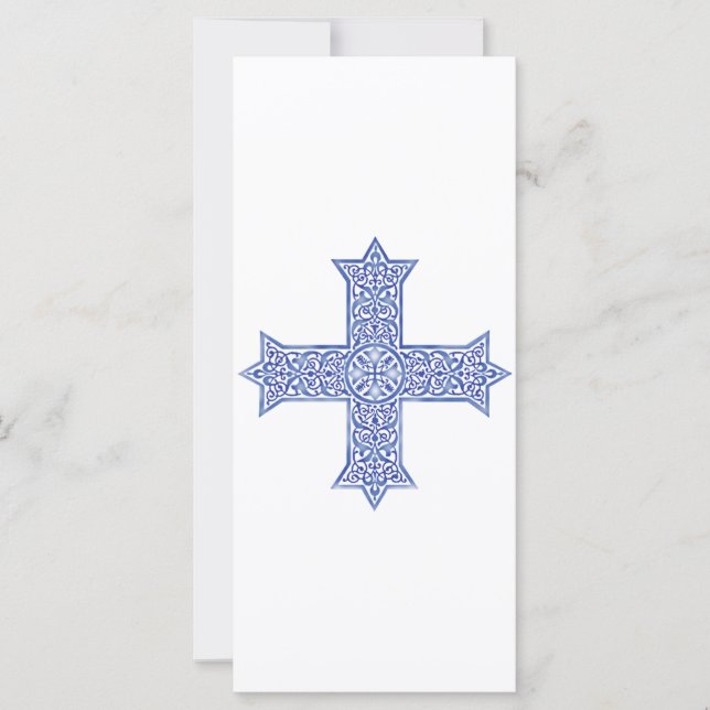 Cruz Copta de Arte Azul Lapis Premium (Anverso)